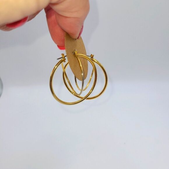 Hoop Earrings,  Goldtone - Picture 4 of 4